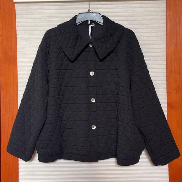 NWT hello nite black quilted jacket size Large - Picture 1 of 15